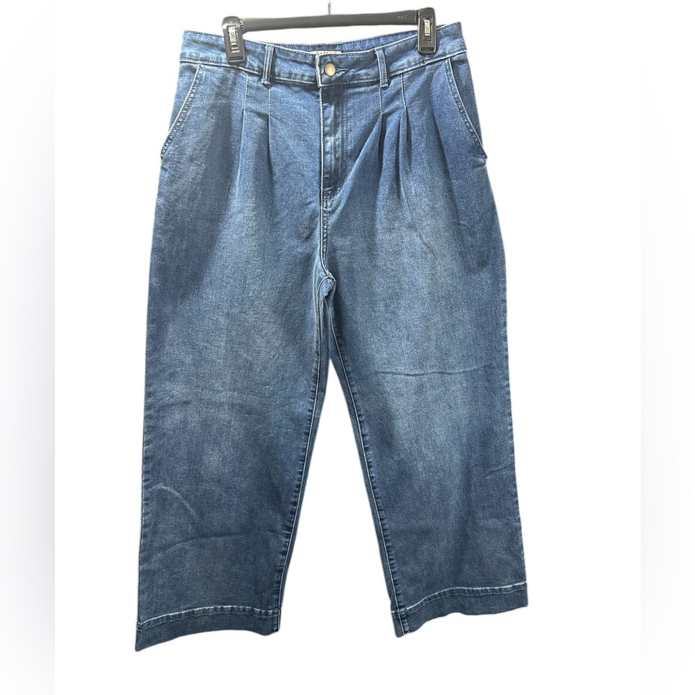 344. Bagatelle Collection Jeans Womens High Rise Wide Leg Pleated Denim Pants